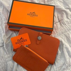 Hermès Orange Leather Clutch